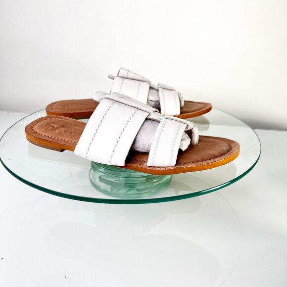 Caslon Shoes - Caslon Mateo Sandals Size 7.5 White T-Strap Leather Slip On Nordstrom